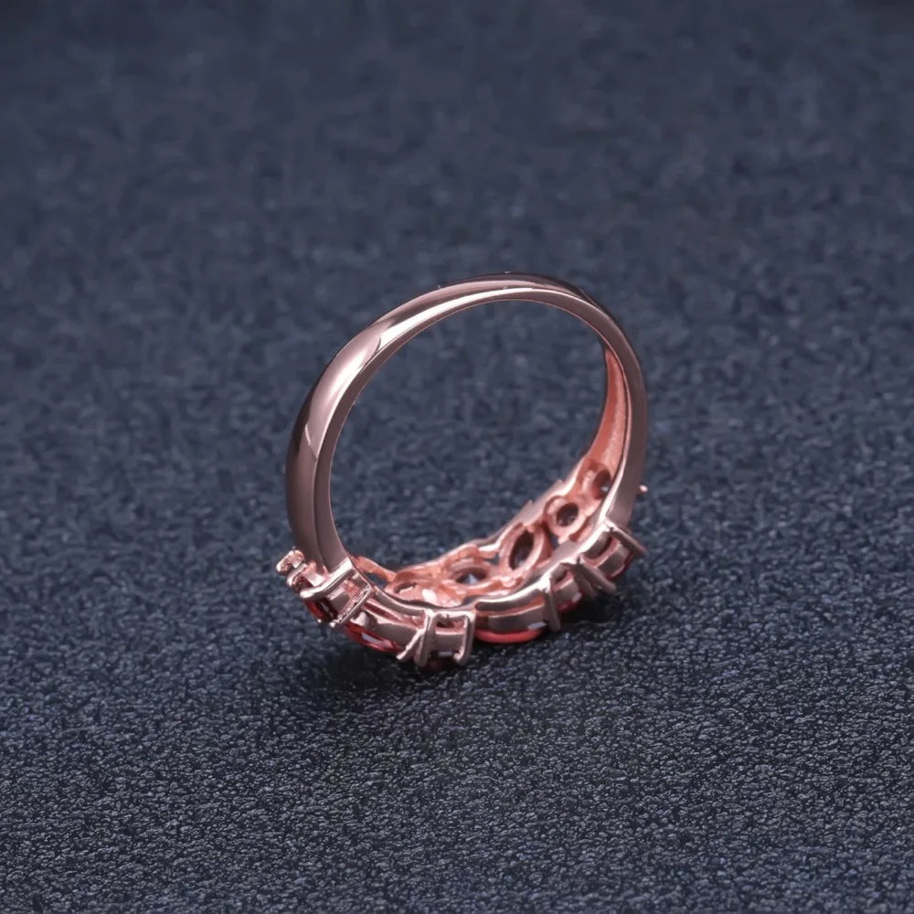 925 Sterling Silver Rose Gold Plated Gemstone Ring