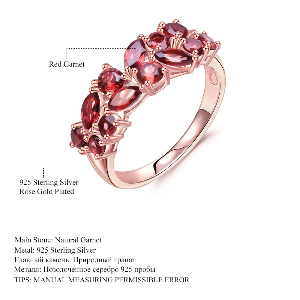 925 Sterling Silver Rose Gold Plated Gemstone Ring