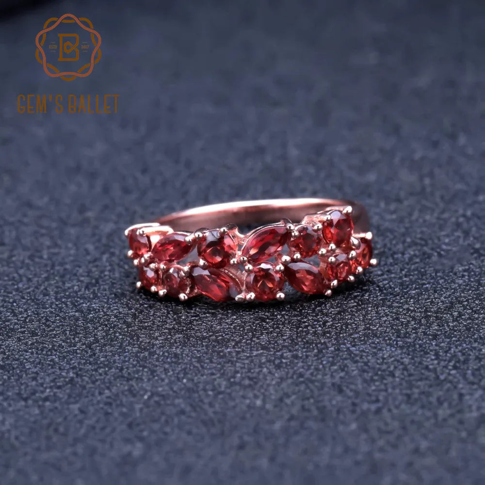 925 Sterling Silver Rose Gold Plated Gemstone Ring