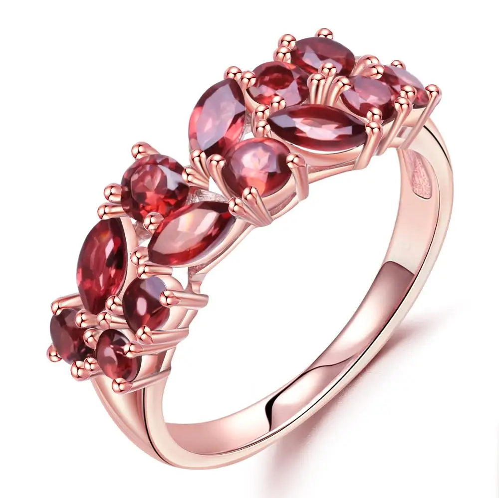 925 Sterling Silver Rose Gold Plated Gemstone Ring