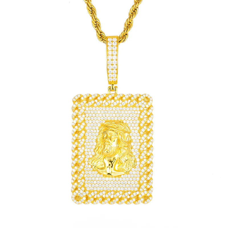 18k Plated Jesus Pendant Necklace