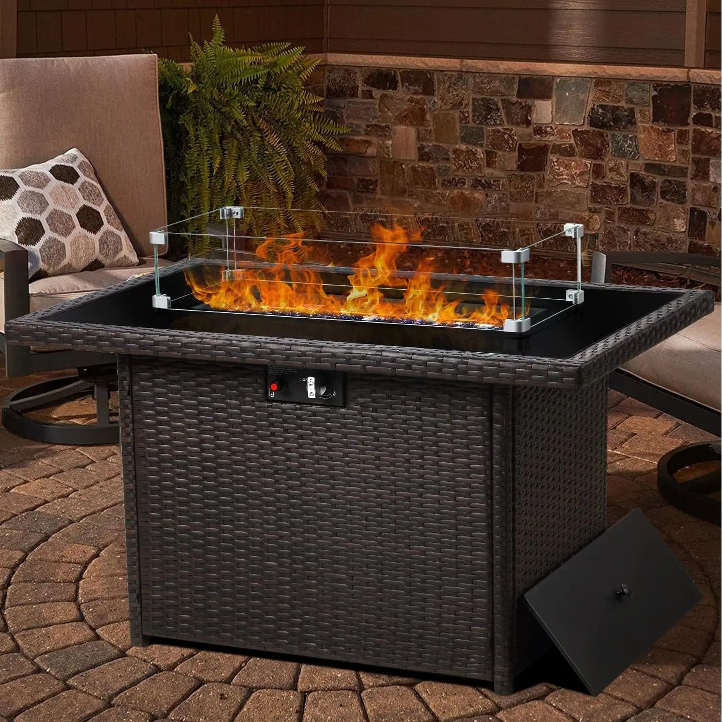 Rectangular Propane Gas Fire Pit Table