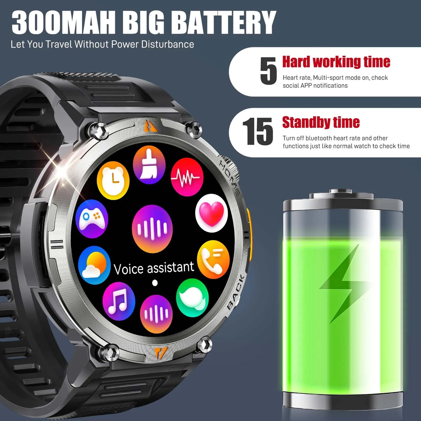 Men's Bluetooth Call Smart Watch With Flashlight
