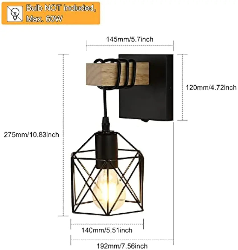 Pack of 2 Black Wall Sconce