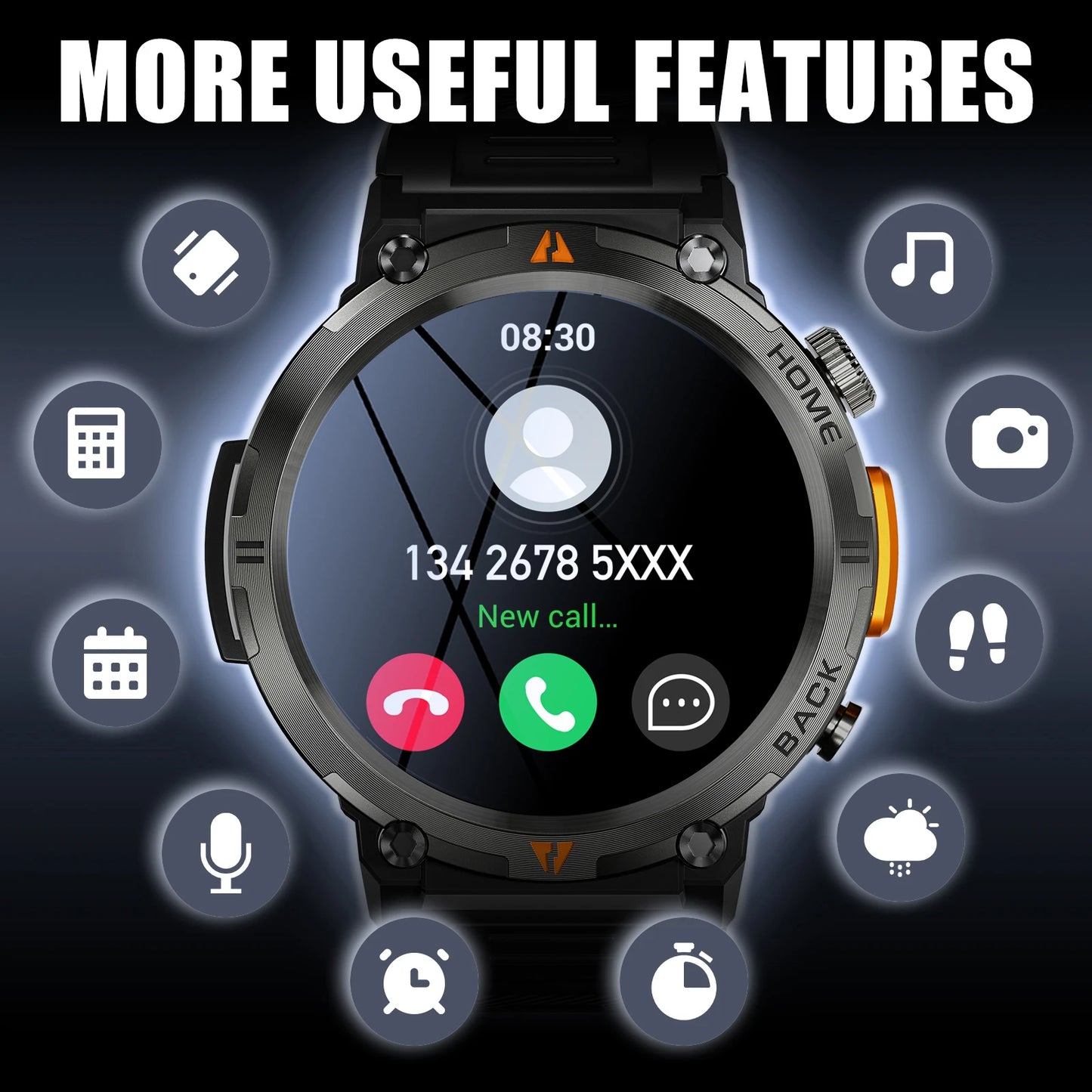 Men's Bluetooth Call Smart Watch With Flashlight