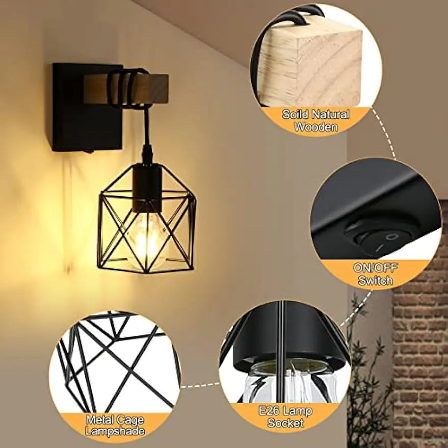 Pack of 2 Black Wall Sconce