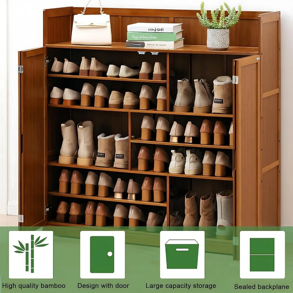 7 Tier Shoe Cabinet with Folding Doors