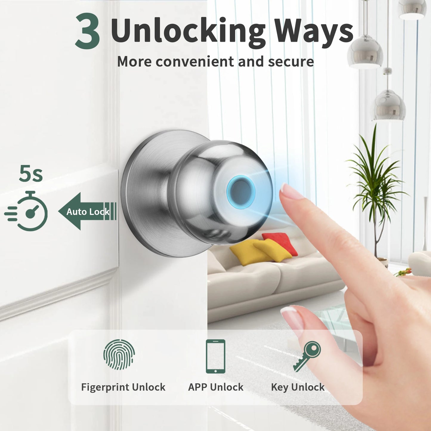 Fingerprint Biometric Door Knob Lock