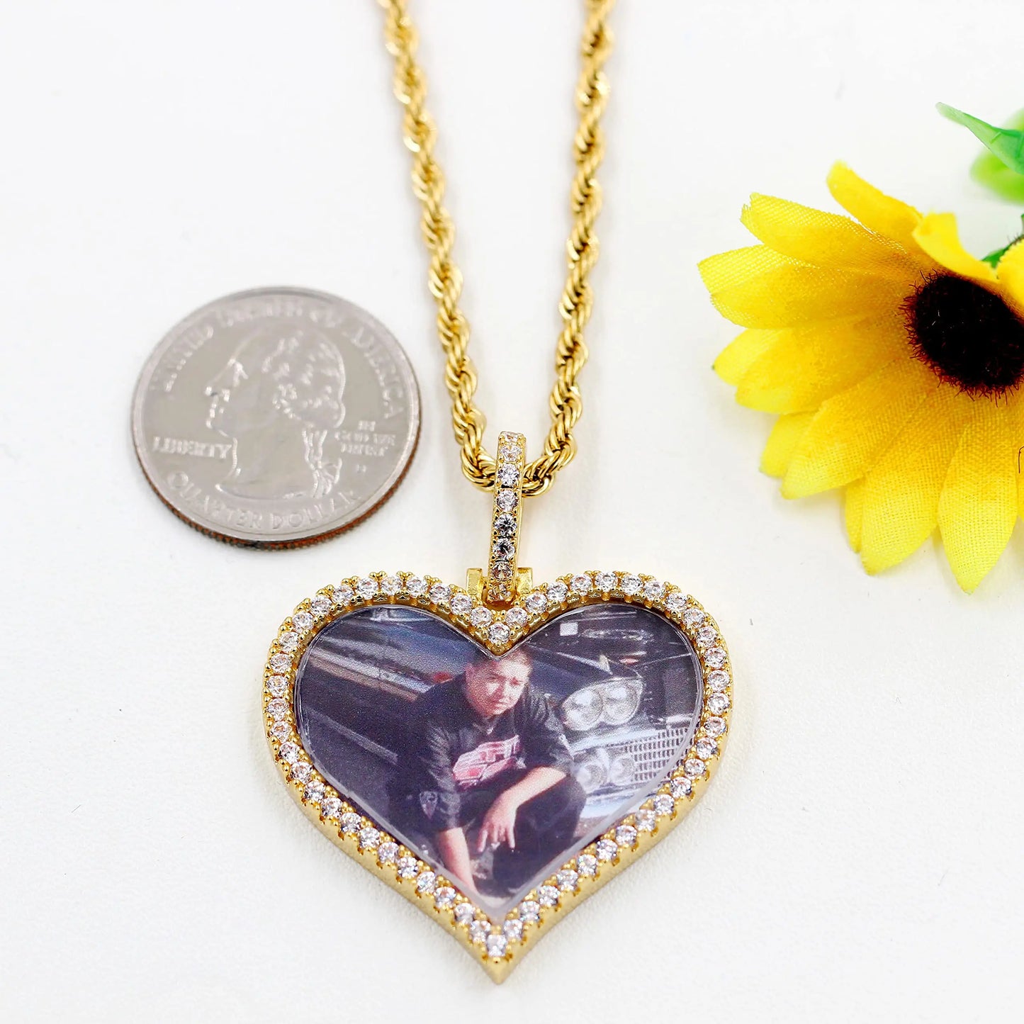 Personalized Picture Necklace with Love Heart Shaped Pendant