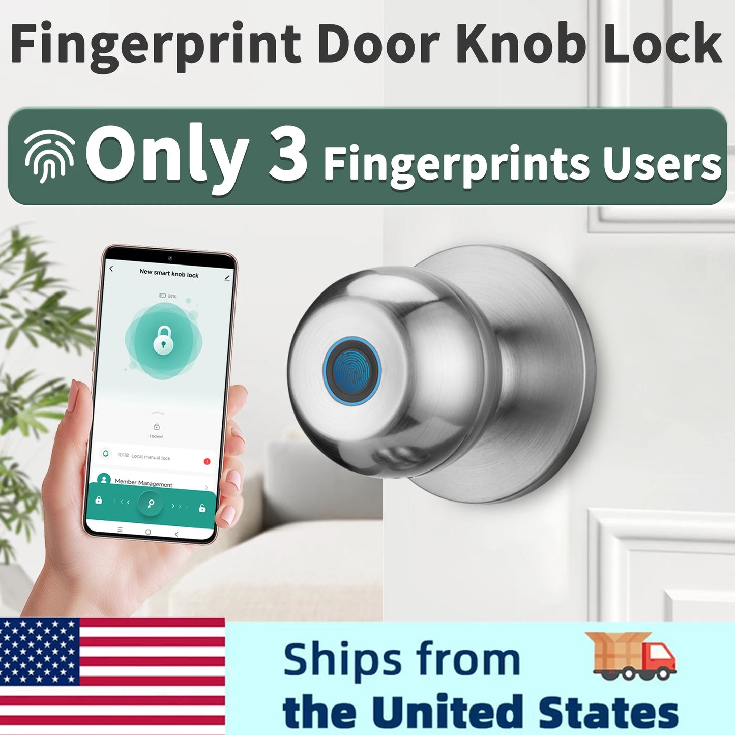 Fingerprint Biometric Door Knob Lock