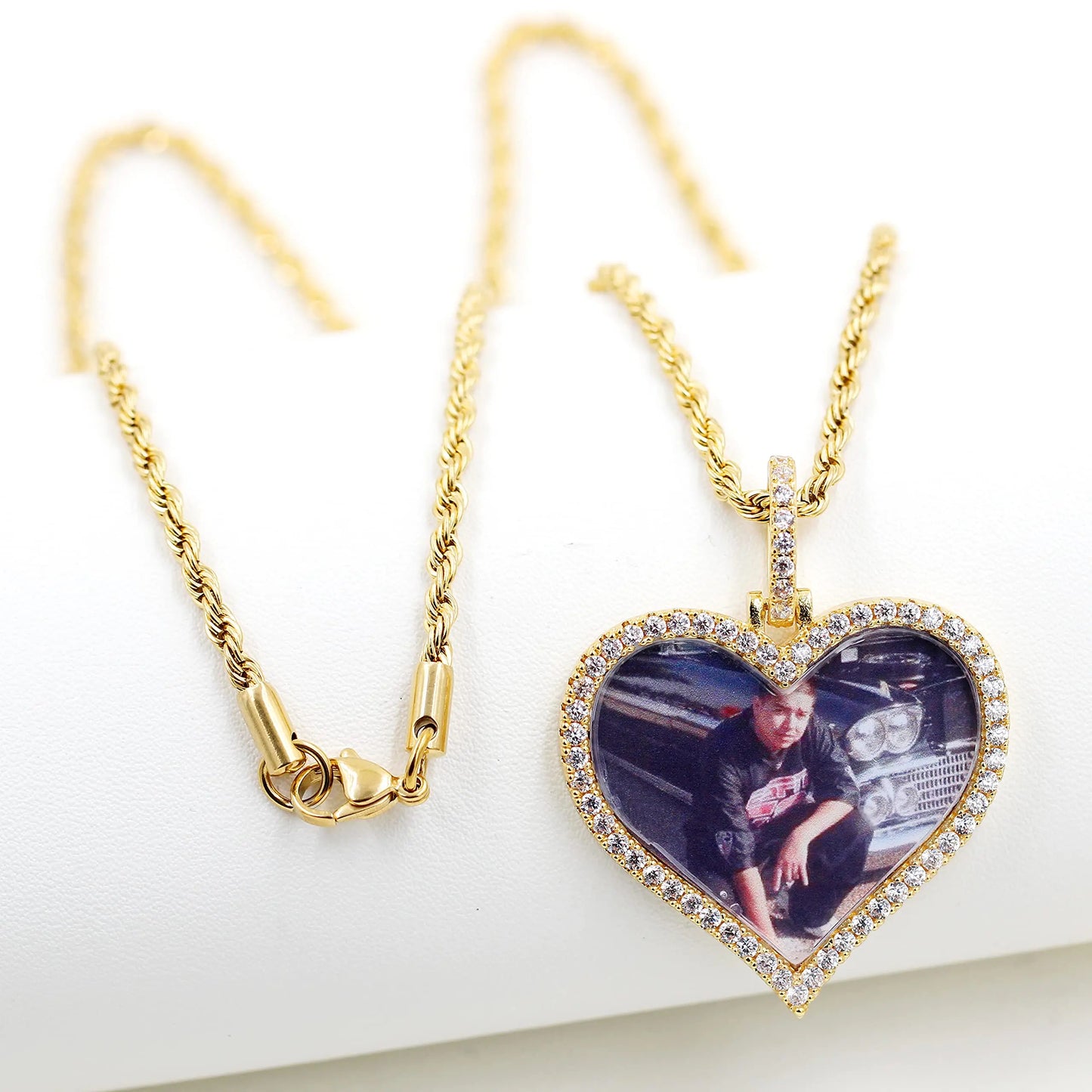 Personalized Picture Necklace with Love Heart Shaped Pendant