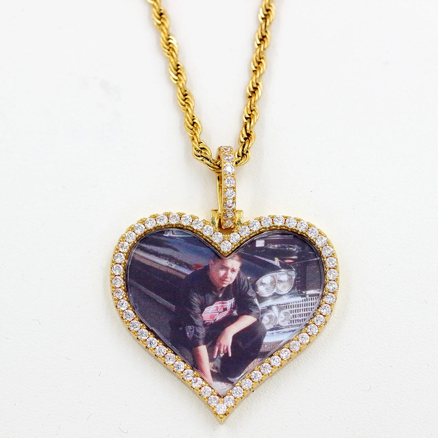 Personalized Picture Necklace with Love Heart Shaped Pendant