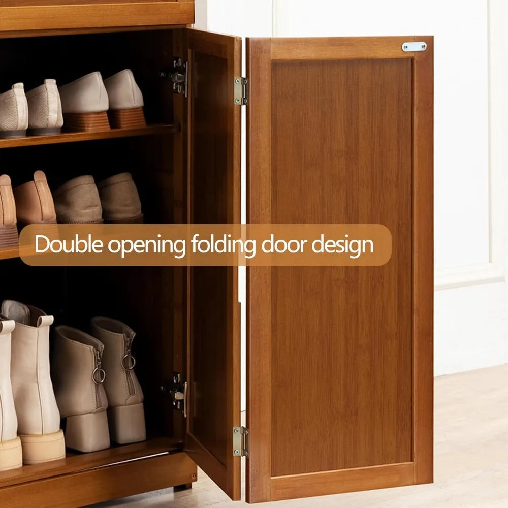 7 Tier Shoe Cabinet with Folding Doors