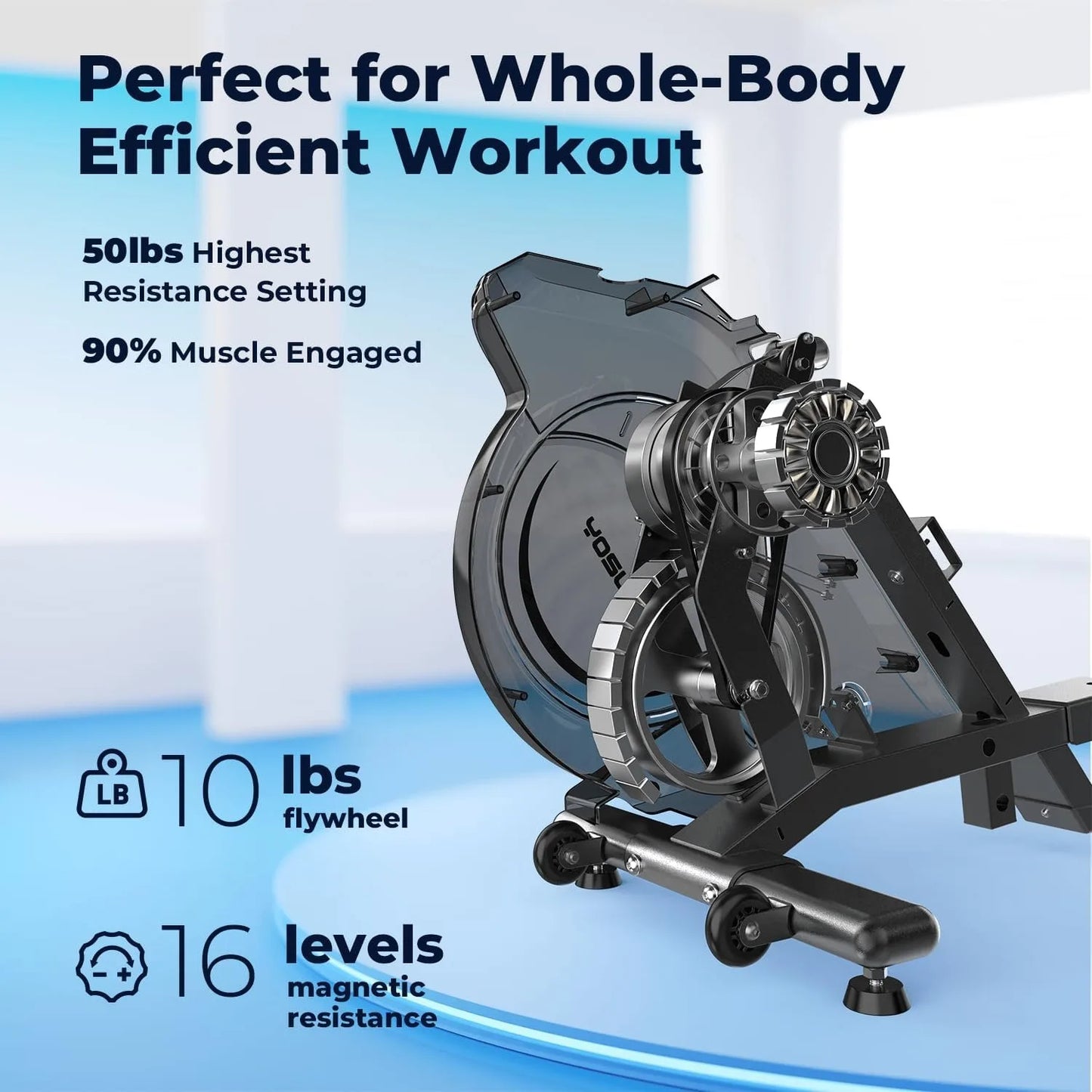 Magnetic/Water Rowing Machine with Bluetooth, App Supported