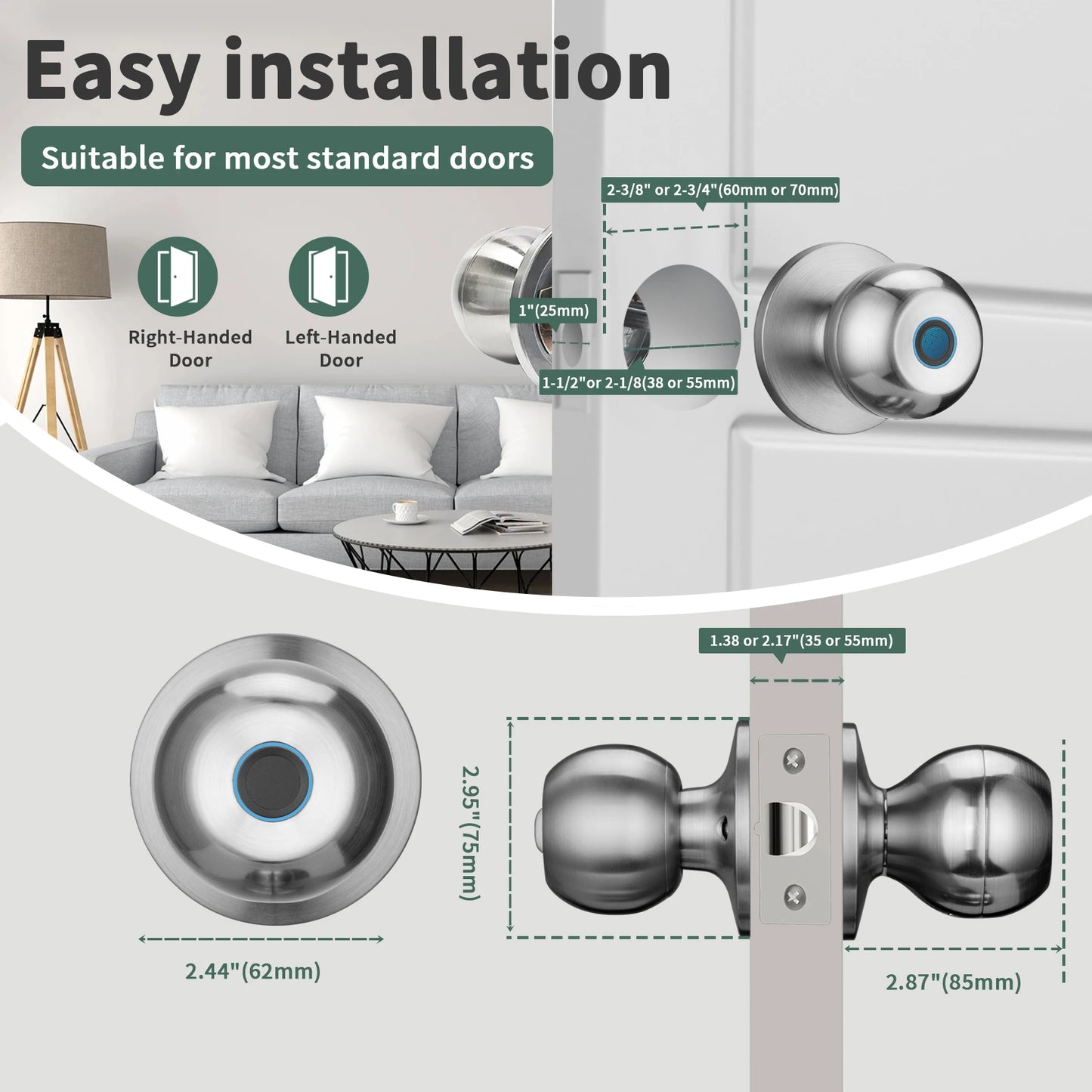 Fingerprint Biometric Door Knob Lock